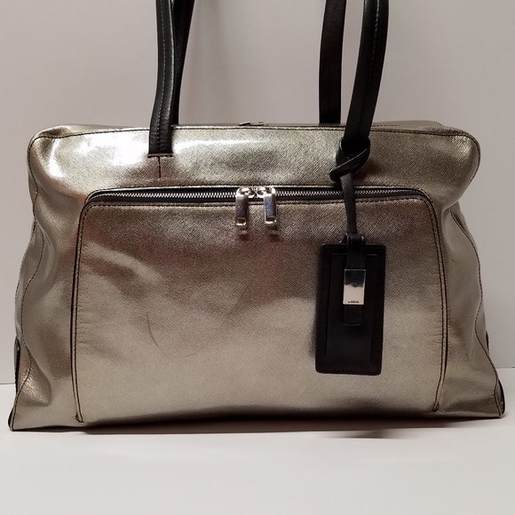 LODIS Gold Metallic Patent Leather Laptop Tote - Picture 1 of 16